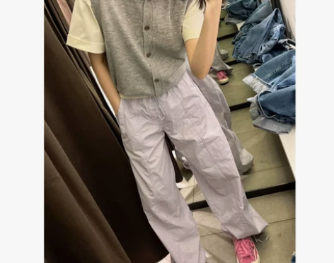 ?通勤简约薄款裤子女2023夏季新款系带设...