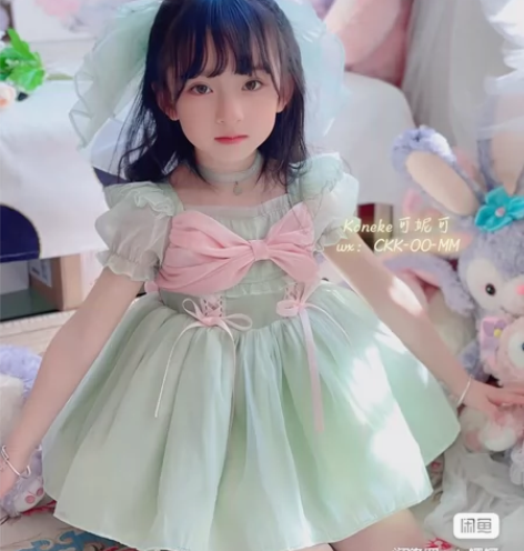 可妮可女童连衣裙夏装薄款法式网纱裙子儿童礼...