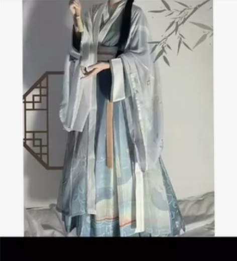 新款原创(白泽)中国风飘逸淡雅大袖衫魏晋风...