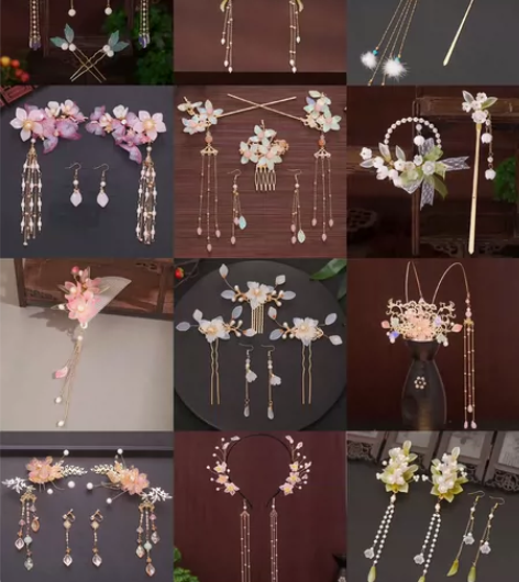 古风饰品清仓琉璃发饰发梳发冠后压汉服头饰发...