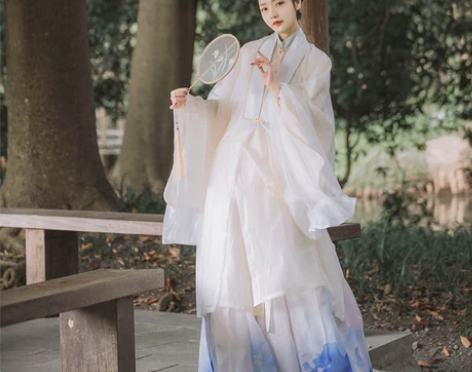 五五年原创汉服女明制立领斜襟长衫搭披风褶裙...