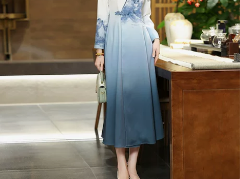 旗袍新中式女装中国风2023秋季新款长袖复...