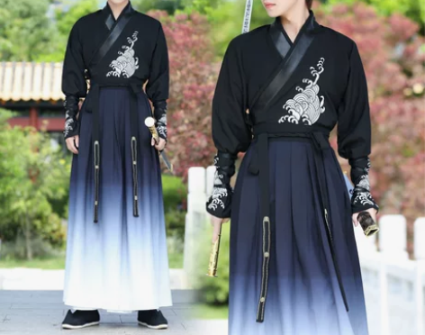 出租I 原创黑色汉服男帅气古装武侠学生公子...