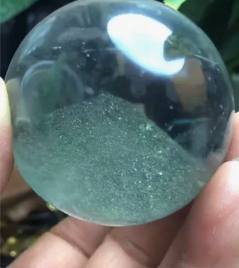 366 5.4厘米天然白水晶 绿幽灵立体银...