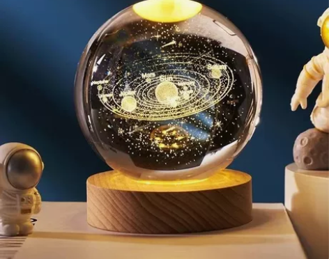 水晶球太阳系小夜灯床头台灯卧室睡眠灯创意女...