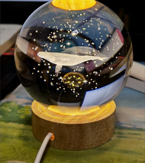 教师节发光水晶球创意小夜灯桌面卧室摆件情侣...