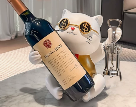 招财猫红酒架摆件客厅家居玄关餐边电视柜创意...