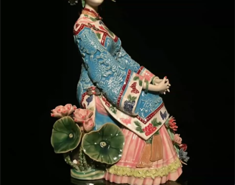 石湾公仔陶瓷仕女摆件家居客厅装饰品复古新中...