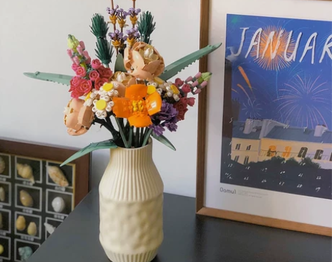乐高花束配套花瓶lego插花白陶瓷干花桌面...