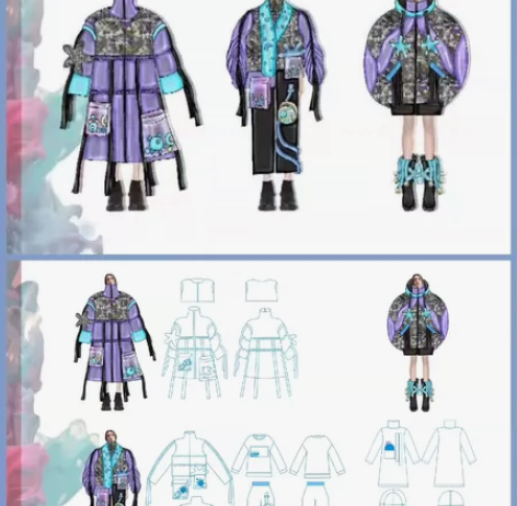 服装设计稿【服装效果图  款式图 结构图】...