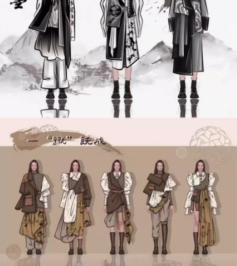 服装设计线稿作品集款式图结构图草图灵感版色...