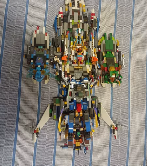 国产积木兼容乐高幻影忍者 左右两侧小飞艇可...