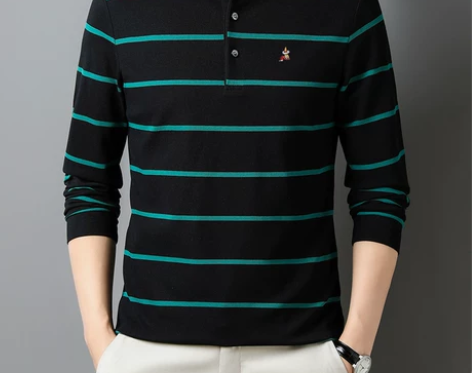 新款稻草人长袖t恤男秋季翻领休闲POLO衫...