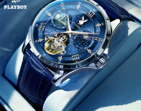 新款花花公子男士手表男款全自动机械表镂空正...