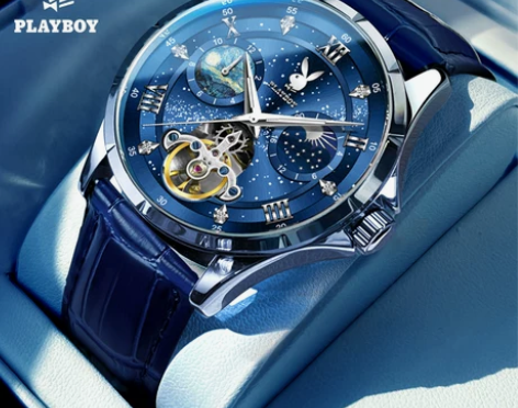 新款花花公子男士手表男款全自动机械表镂空正...