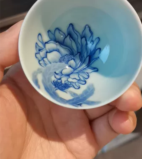 青樵轩，青樵雅玩，青花直口杯，60cc，带...