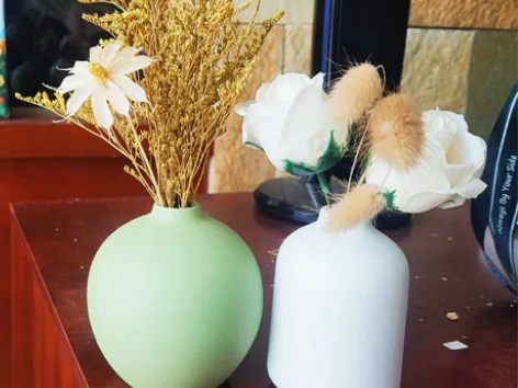 2个创意干花陶瓷小花瓶客厅桌面插花北欧风家...