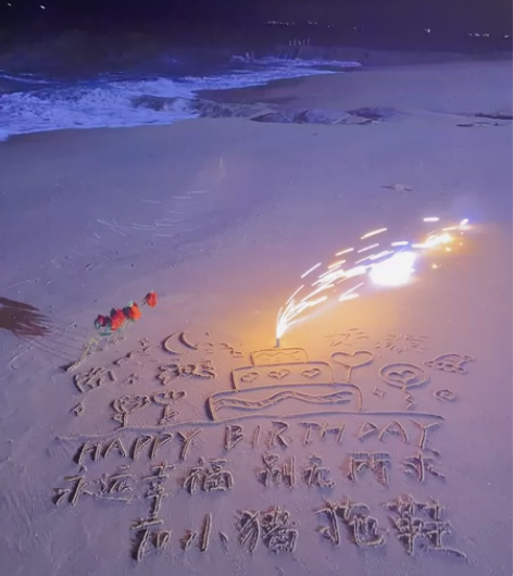 海边沙滩代写，浪漫新年祝福礼物，生日礼物，...