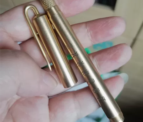黄铜签字笔纯铜签字笔中性笔防滑刻花复古文玩...