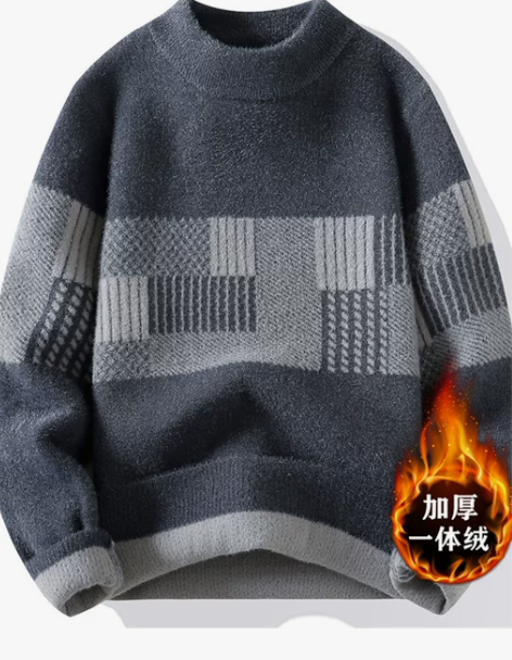 男士羊毛衫冬季2023新款加绒加厚毛衣青少...