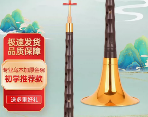 宏艺凤鸣唢呐乐器 专业乌木D调加厚金碗升级...