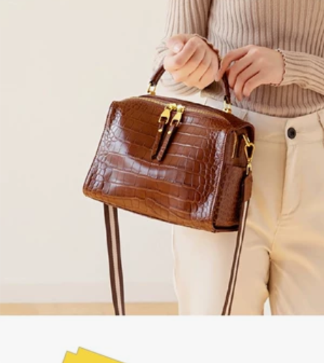 新款牛皮大包枕头包大容量波士顿包，买了未用...