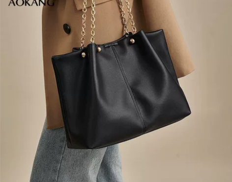 奥康包包褶皱法式托特包复古百搭通勤大容量高...