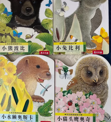 亮丽精美触摸书系列全套4册 小兔比利小熊波...