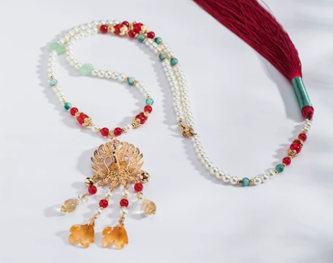 【云霓雀翎】背云长璎珞新中式马面裙配饰原创...