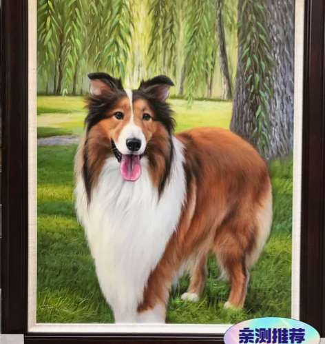 宠物油画定制，狗狗猫咪油画头像画像定制，可...
