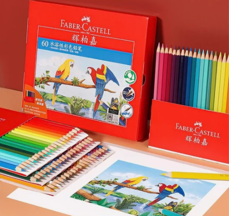 【包邮】实拍 辉柏嘉水溶性彩铅36色+笔帘...