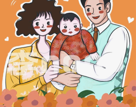 卡通人物形象设计照片转手绘全家福插画情侣插...