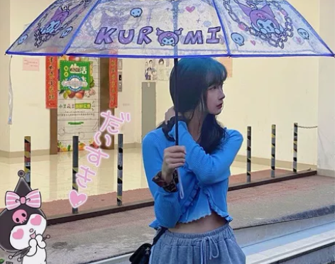 YOOTAI透明雨伞三折卡通图案自动草莓熊...