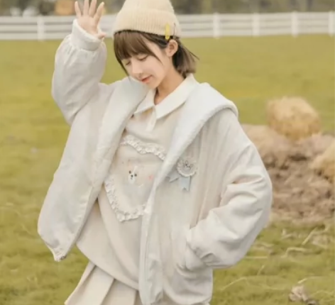 原创森女部落双面棉服两面穿冬季棉袄颗粒绒冬...