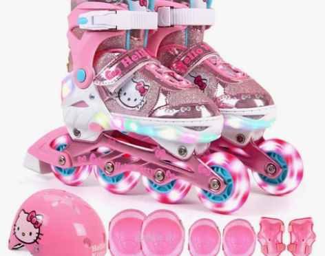 正品disney迪士尼轮滑鞋 女孩儿童粉色...