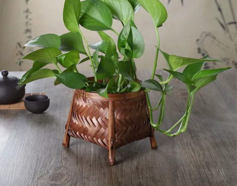 竹编桌面花盆套竹制品绿萝花篮装饰花器收纳篮...