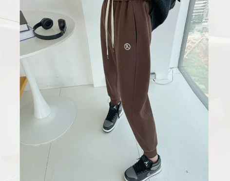 束脚运动卫裤女春秋2023新款宽松哈伦裤休...