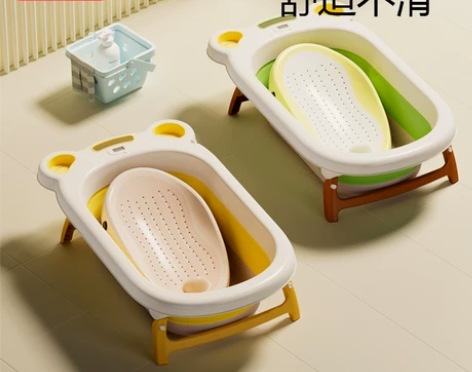 婴儿洗澡浴架可坐躺宝宝浴盆防滑垫新生儿浴网...