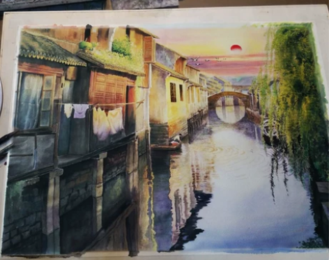 代画水彩人物色彩水粉风景油画彩铅照片定制肖...