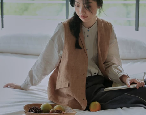 【特复活】言念 沙棕橘 经纬双色织亚麻西装...