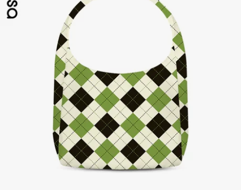 个性简约菱格抽象格子学生帆布ins袋慵懒风...