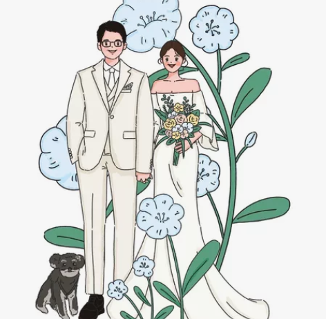 婚礼人形立牌定制（可出实物）头像手绘头像定...