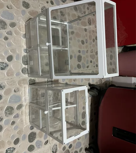 亚克力 化妆品桌面收纳盒 向上翻盖 带小抽...