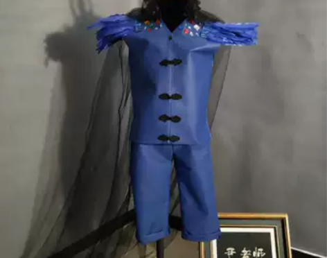 儿童国潮风搞怪环保服中式男童亲子走秀服装手...