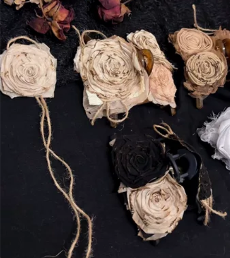 展红绫布艺手作新中式布艺手工煅烧玫瑰大号发...