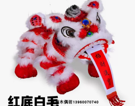 提线狮子儿童手玩舞狮布脚中国古风汉服拍摄民...