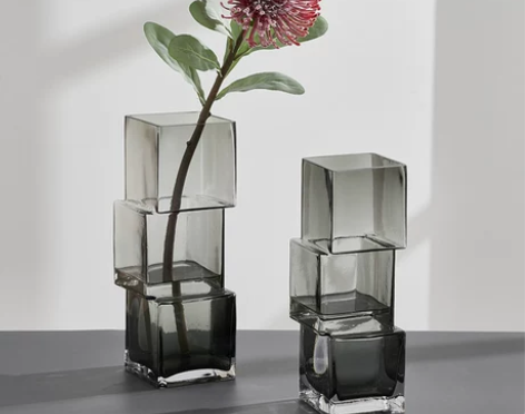 高级感艺术玻璃花瓶水培创意轻奢插花摆件简约...