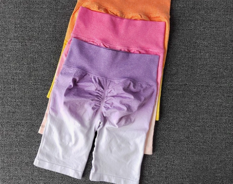 外贸欧美蜜桃高腰提臀运动五分裤女紧身透气瑜...