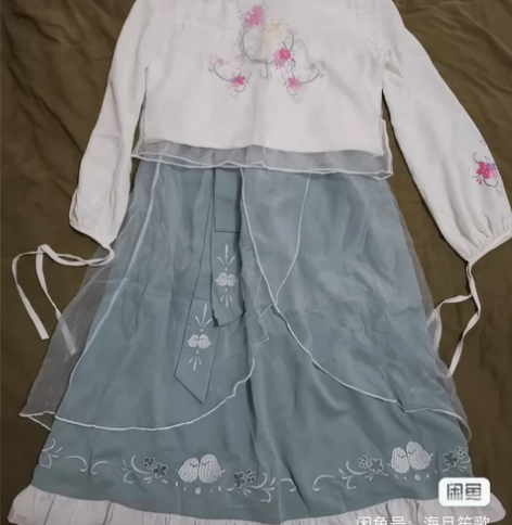 【出】改良中国风中华风雪纺小裙子 啾鸟与花...