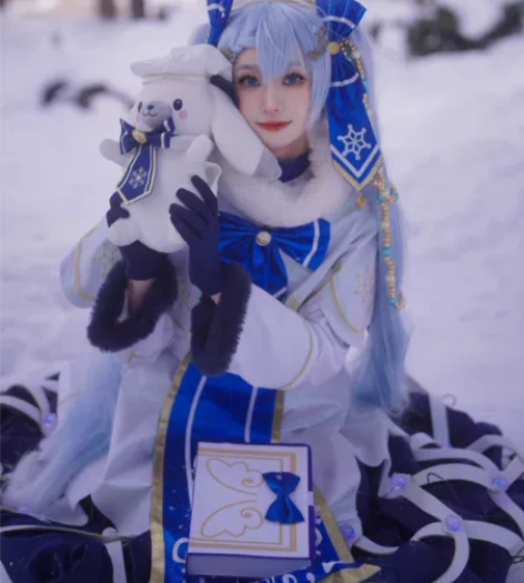 全新现货初音未来cos服2021雪初音可爱...